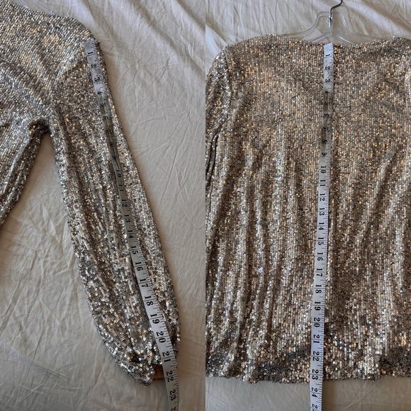 NWT Cable & Gauge Sequin Twist Front Blouse S Champagne - Picture 13 of 13